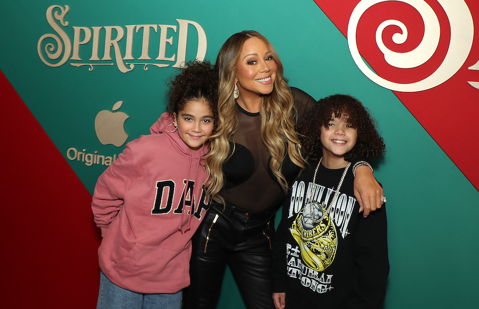 Mariah Carey with her twins Moroccan & Monroe came out tp support the premiere of “Spirited” on Apple TV+